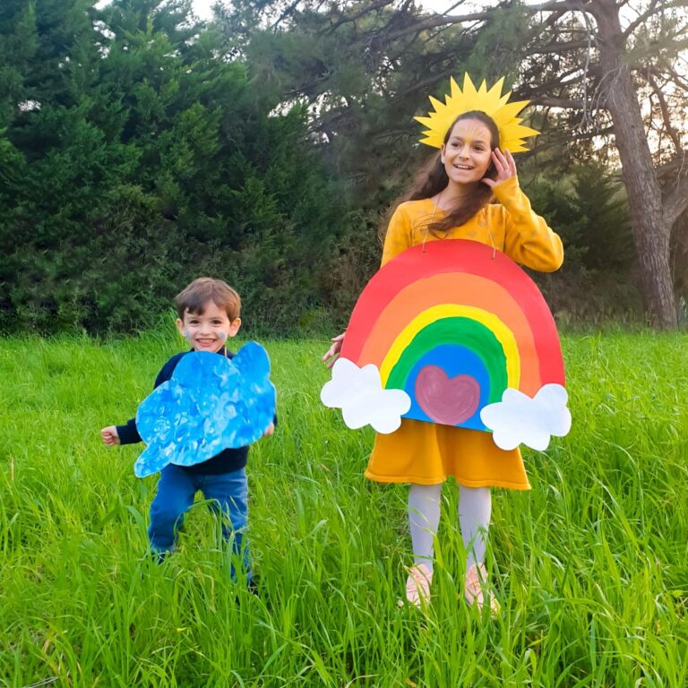DIY αποκριάτικη στολή ουράνιο τόξο – ήλιος και σύννεφο!